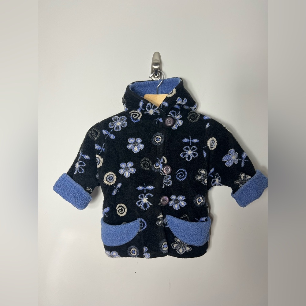 Vintage Made in USA Corky Mountain Pile Fleece Hooded Jacket Coat Floral 3T
